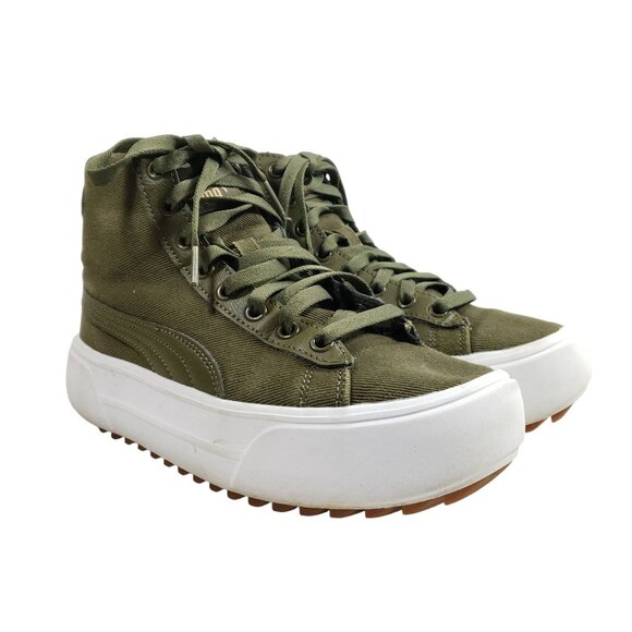 Puma Womens Size 6.5 Platform Green High-Top Sneakers Canvas Upper - Picture 2 of 8